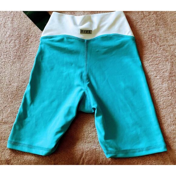 Five the Label Dancewear High Waist Biker Short Women Teen SMALL Teal Blue NEW - Picture 3 of 5